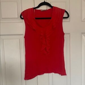 Chic Red Ruffled Tank Top